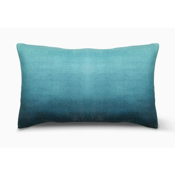 Fab Habitat Indoor/Outdoor Lumbar Pillow Made from Recycled Polyester Yarn - Double Sided, Stain Resistant, Machine Washable - Ombre - Patio, Deck, Porch, Living Room - Big Sur Teal (14" x 24")
