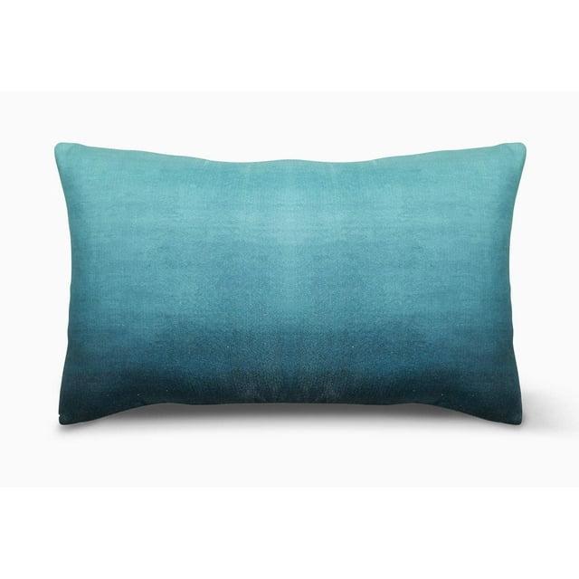 Fab Habitat Indoor/Outdoor Lumbar Pillow Made from Recycled Polyester Yarn - Double Sided, Stain Resistant, Machine Washable - Ombre - Patio, Deck, Porch, Living Room - Big Sur Teal (14" x 24")