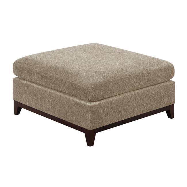 Chic Gray Chenille Tufted Cocktail Ottoman with Sleek Wooden Base