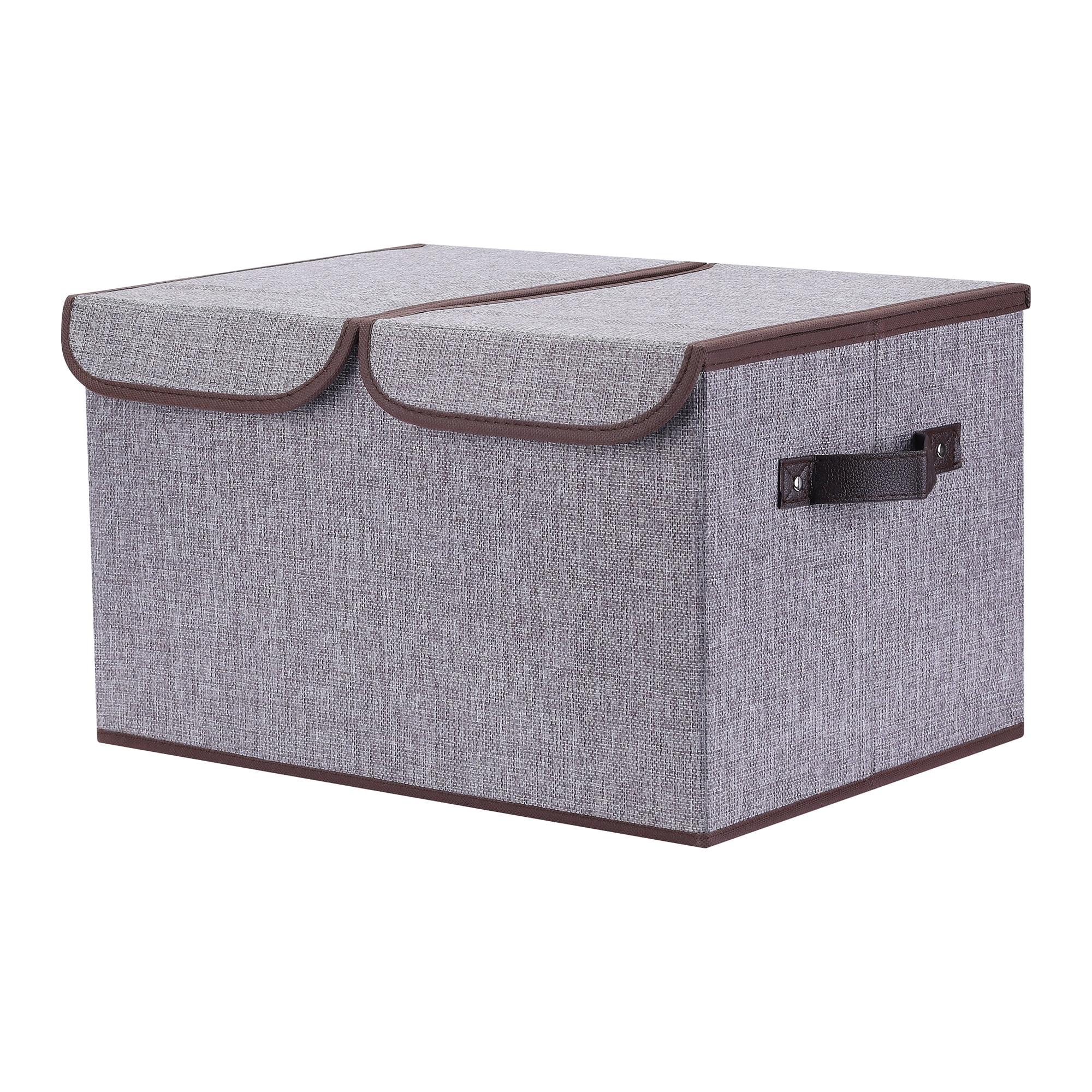 REGALWOVEN Fabric Collapsible Reinforced Versatile Storage Bin with Lid and Handle 16.5*12*10in