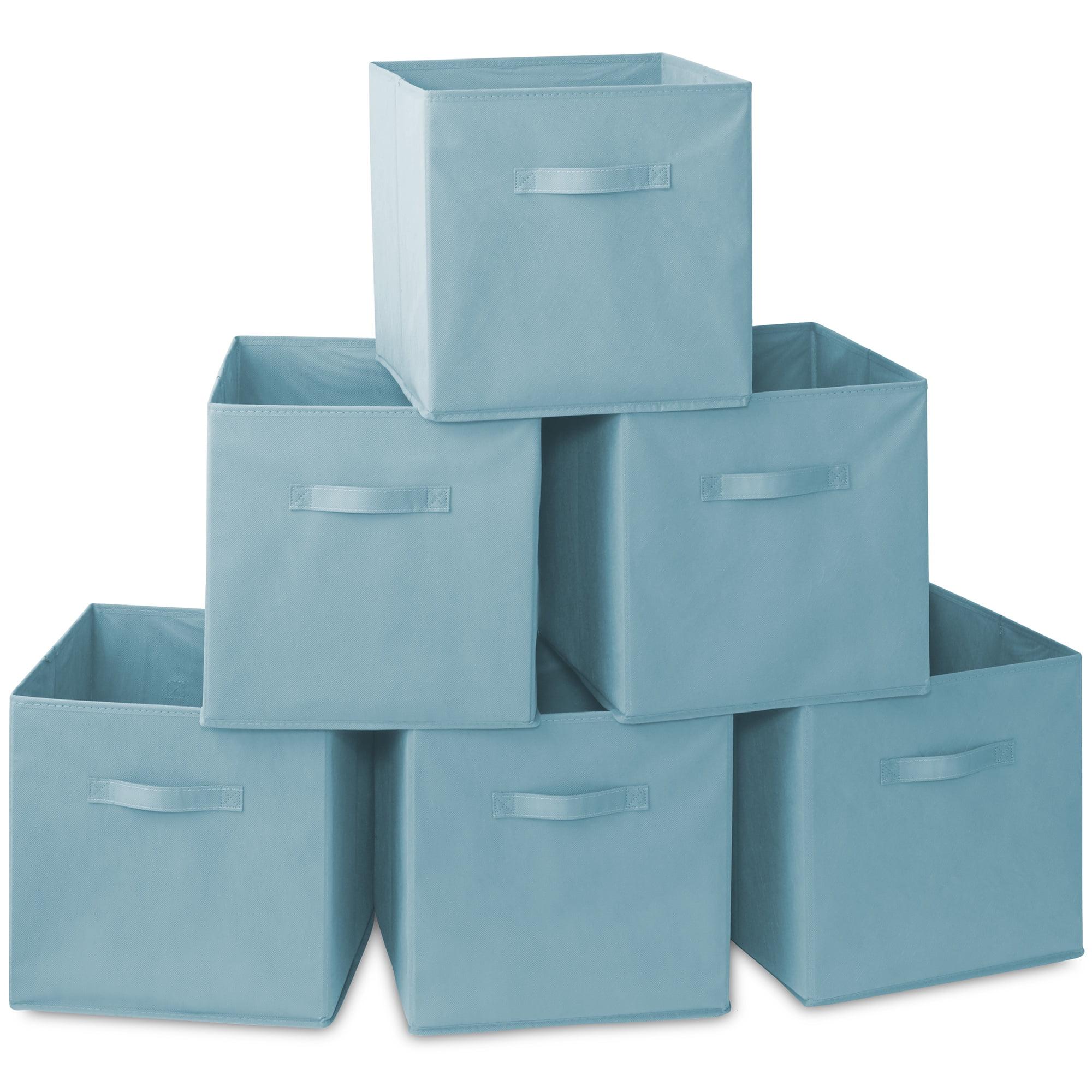 Casafield Set of 6 Collapsible Fabric Storage Cube Bins, Baby Blue - 13" Foldable Cloth Baskets for Shelves and Cubby Organizers