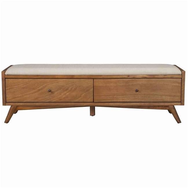 Gray Fabric Upholstered Bedroom Bench with Storage Drawers