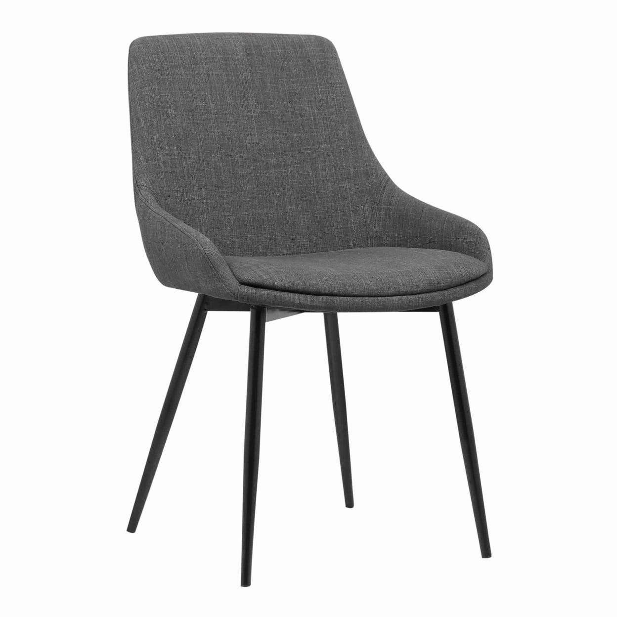 Benjara Fabric Upholstered Dining Chair with Metal Legs, Black and Gray
