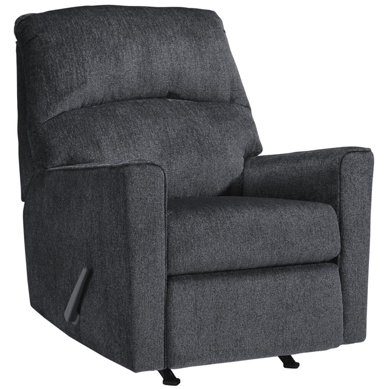 Slate Gray Metal Frame Rocker Recliner with Plush Upholstery