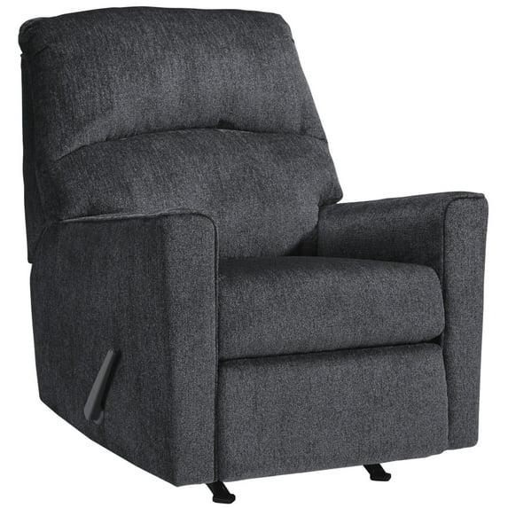 Fabric Upholstered Rocker Recliner with Tufted Back Charcoal Gray - Saltoro Sherpi