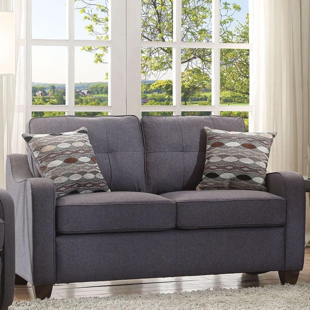 Elegant Gray Linen 50" Tufted Loveseat with Removable Cushions