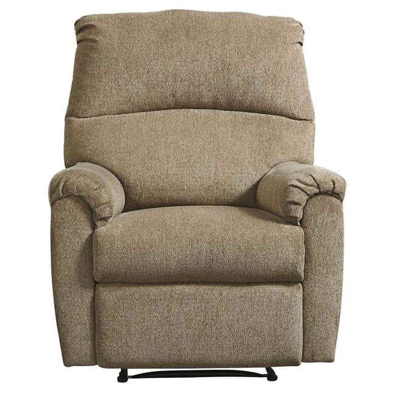 Beige Metal Frame Zero Wall Recliner with Pillow Top Armrests