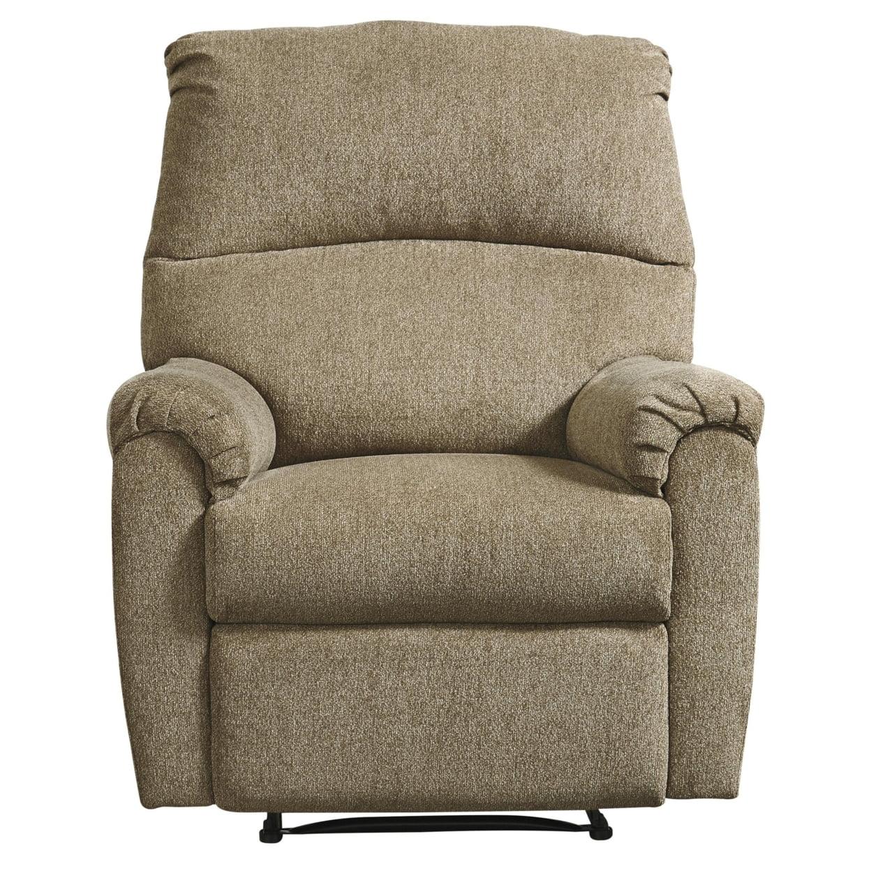 Beige Metal Frame Zero Wall Recliner with Pillow Top Armrests