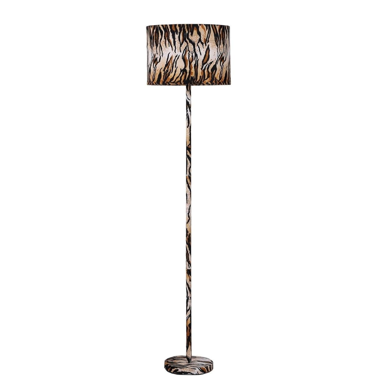 Edgy Classy Black Faux Suede Animal Print Floor Lamp