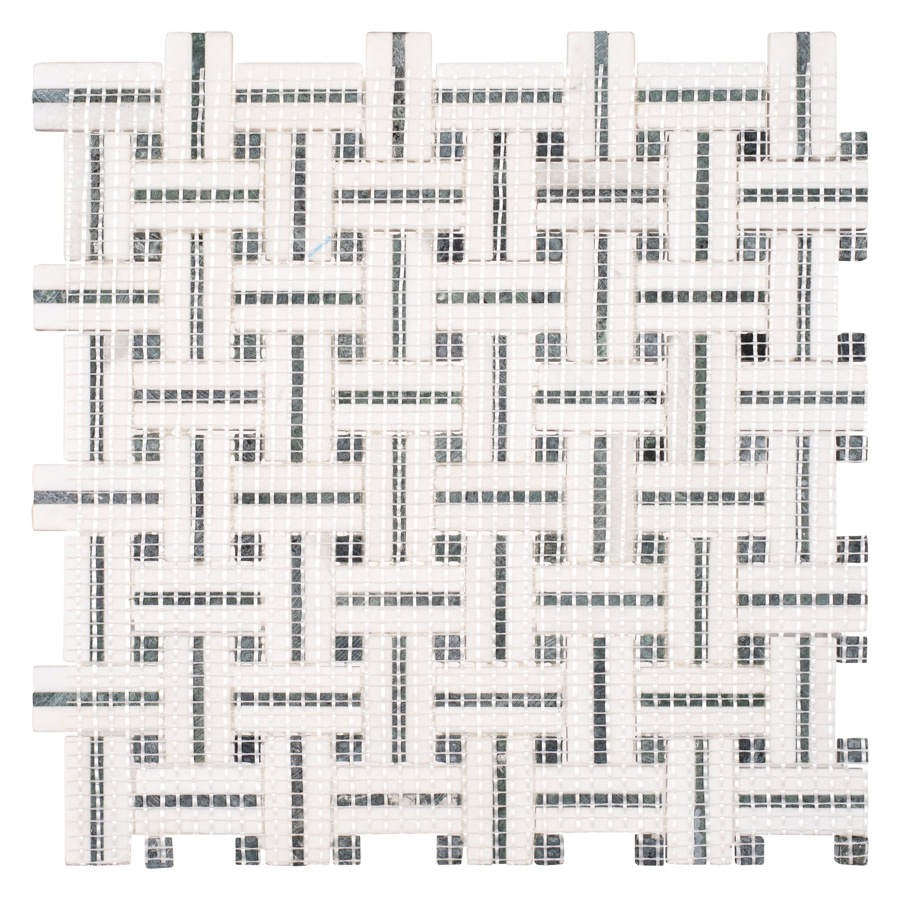 Fabrique 1-in. x 2-in. Basketweave Marble Look Polished Natural Stone Wall & Floor Mosaic Tile
