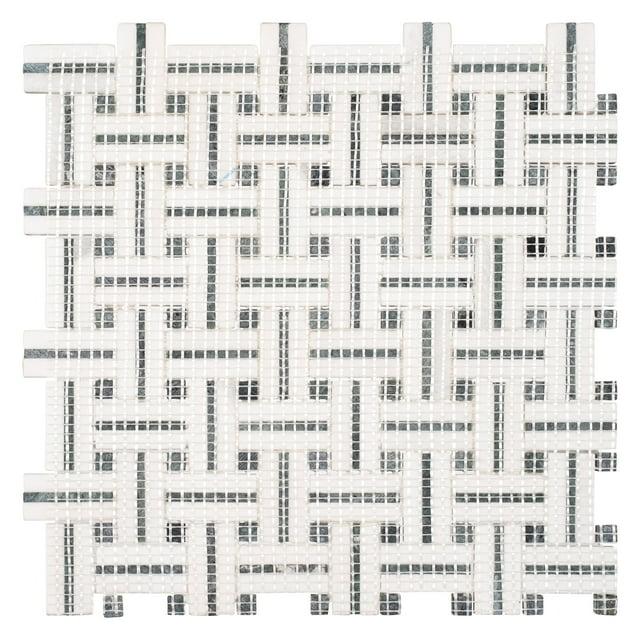 Fabrique 1-in. x 2-in. Basketweave Marble Look Polished Natural Stone Wall & Floor Mosaic Tile