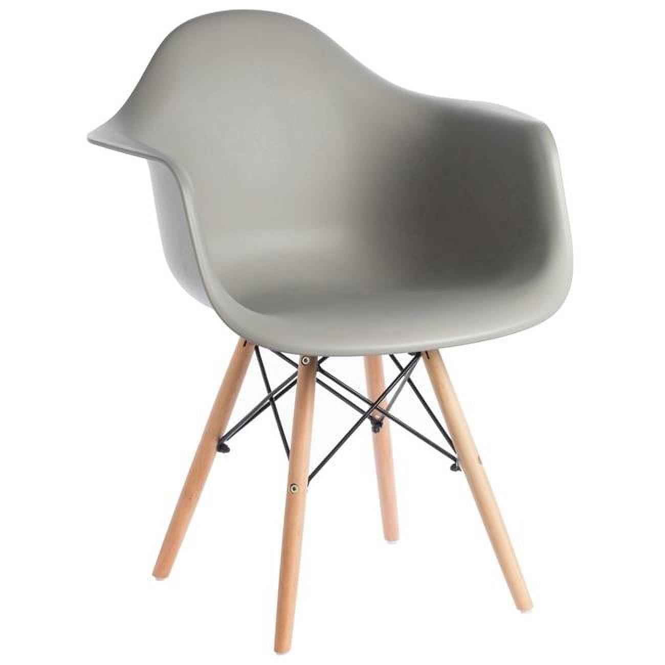 Mid-Century Modern Style Plastic DAW Shell Dining Arm Chair with Wooden Dowel Eiffel Legs, Black