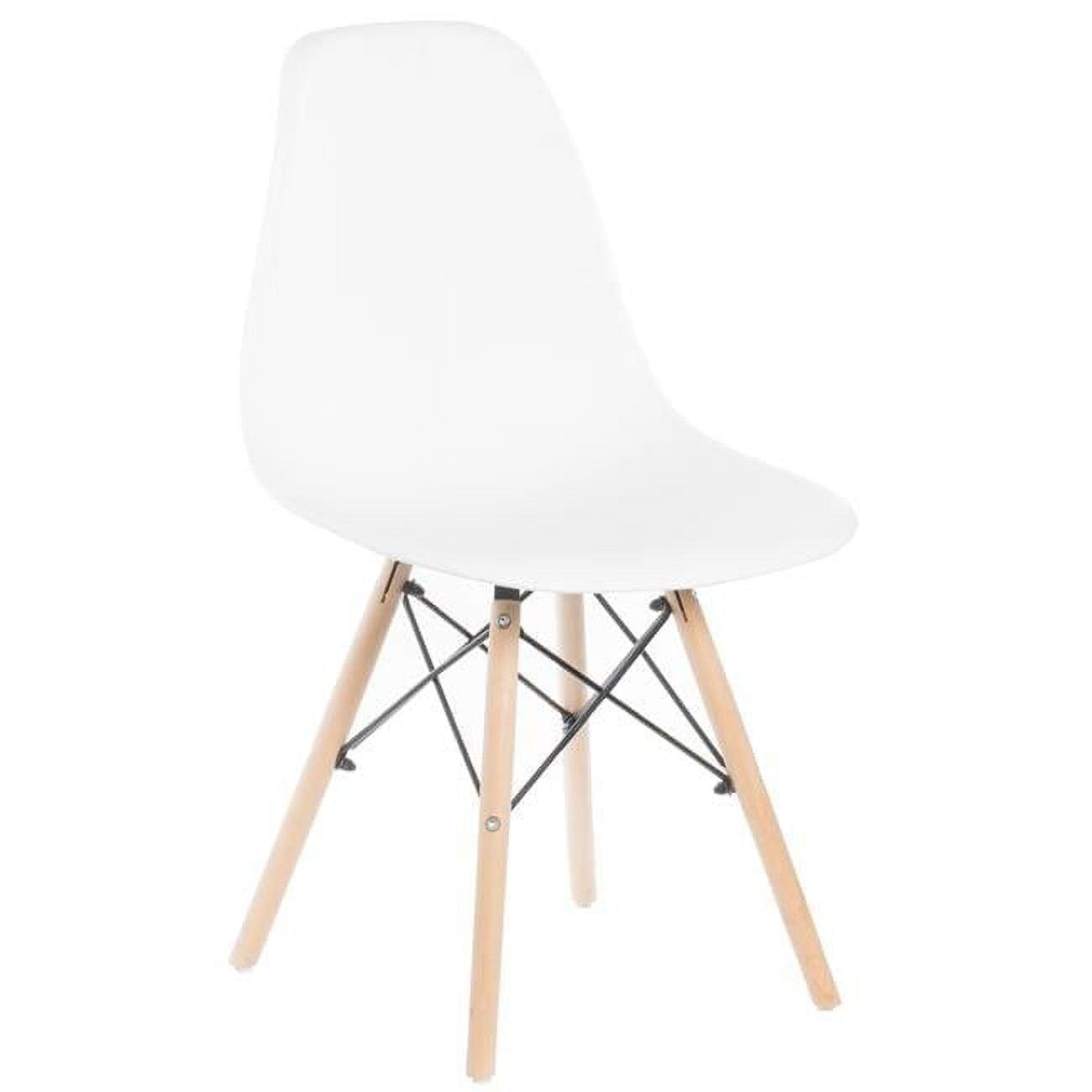 Fabulaxe Mid-Century Modern Style Plastic DSW Shell Dining Chair with Solid Beech Wooden Dowel Eiffel Legs