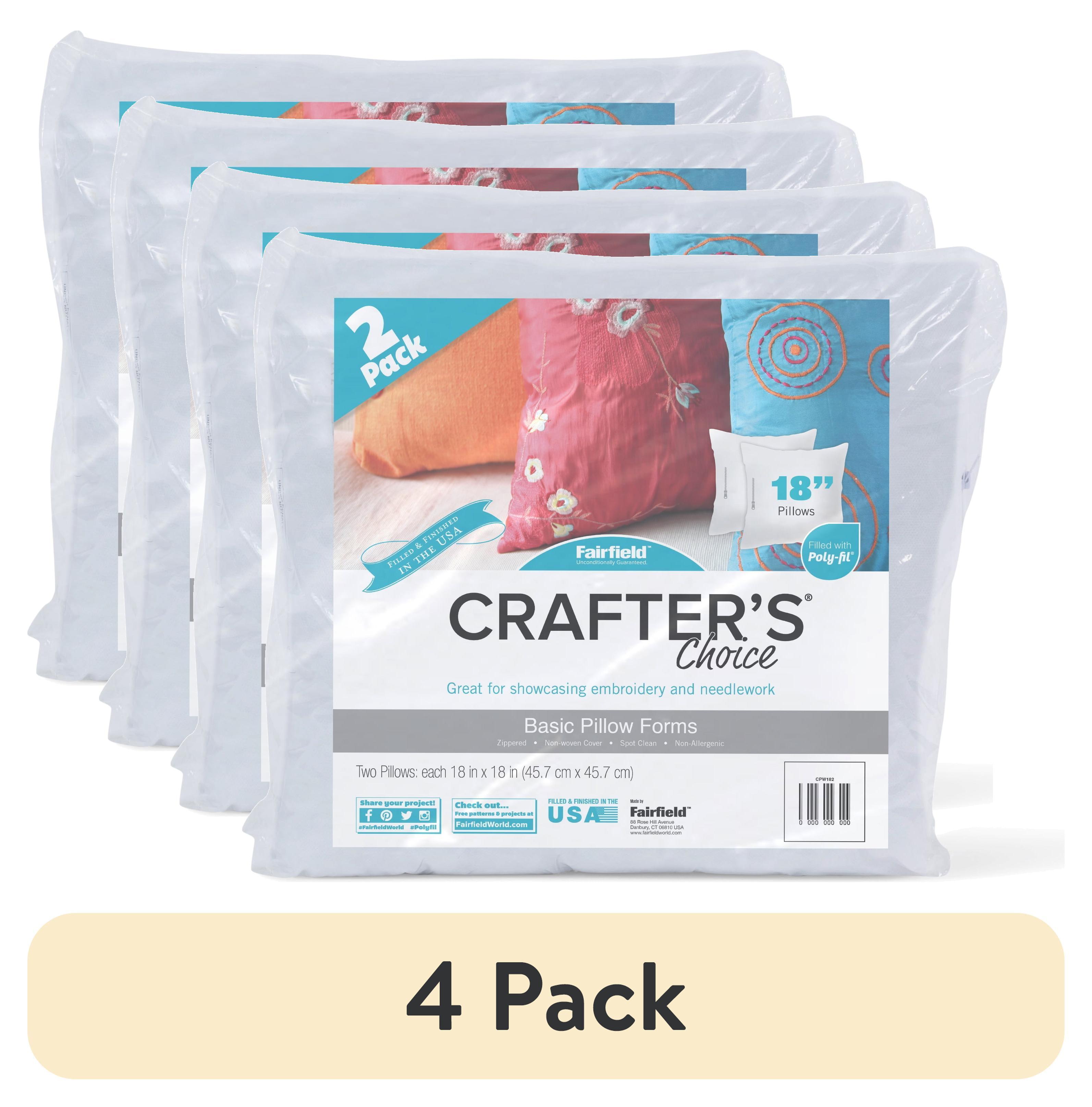 Fairfield Crafter’s Choice Basic Pillow Forms, Soft Pillow Inserts for Throw Pillows, Decorative Pillows, Travel Pillows, and Home Decor, Zippered Cover, Spot Clean, 18" X 18", Pack of 2