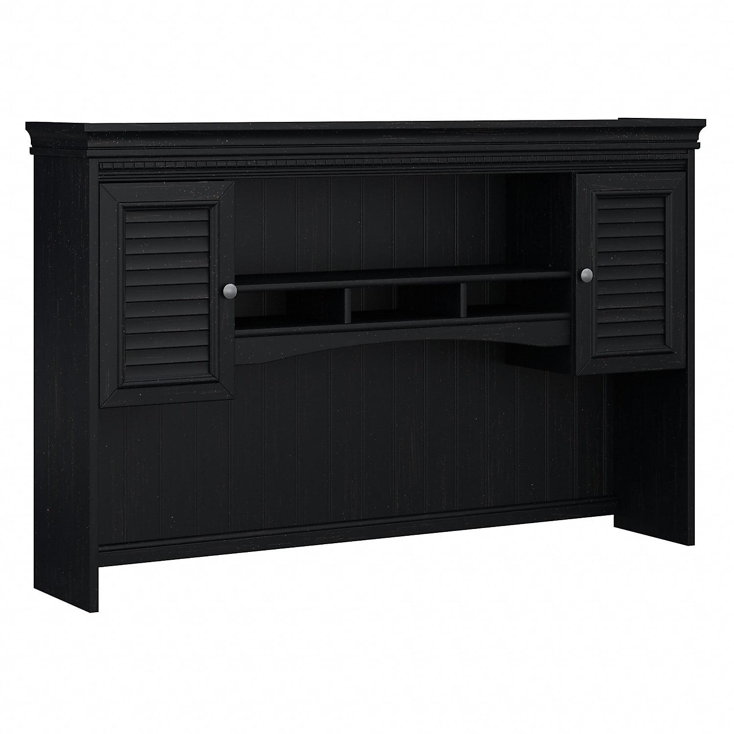 Fairview 60W Hutch for L Shaped Desk in Antique Black - Engineered Wood