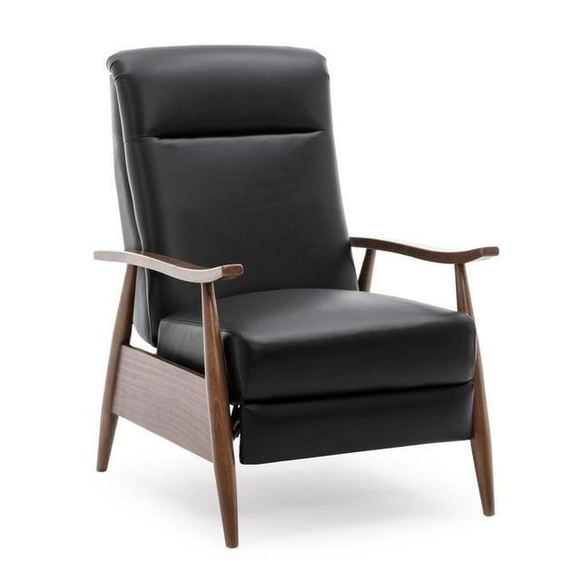 Comfort Pointe Fairview Press-Back Recliner Black: Top-Grain Leather, Mid-Century Modern, 300lb Capacity