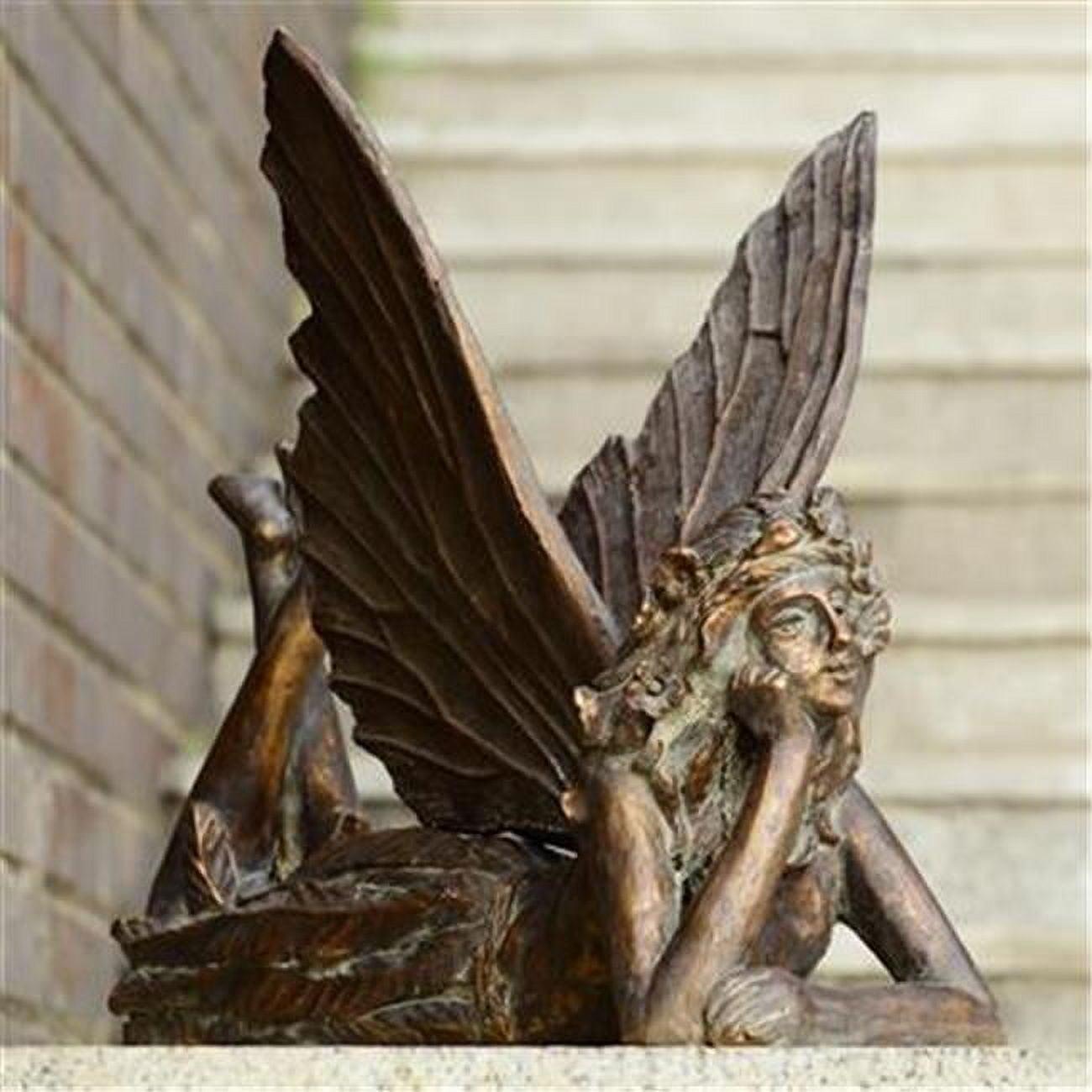 Fairy at Rest Verdigris Green Resin Garden Sculpture