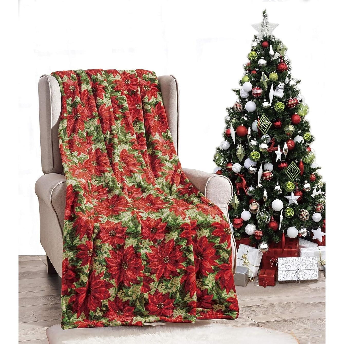 Holiday Red and Green Velvet Touch Fleece Throw Blanket 50" x 60"