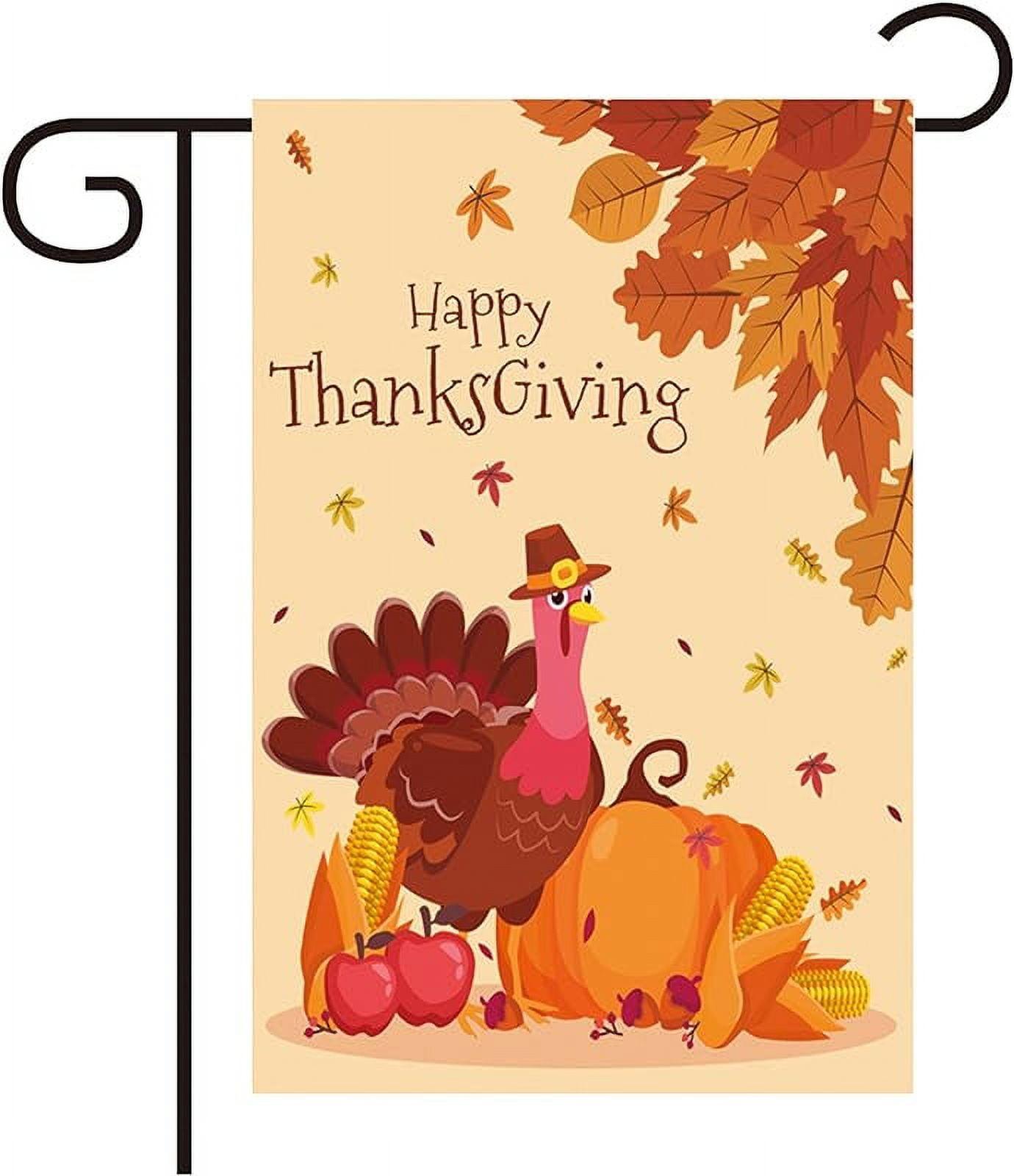 Thanksgiving Garden Flag,Happy Thanksgiving Flags 12 x 18 Inch Thanksgiving House Flag Double-Sided 2 Layer Thanksgiving Turkey House Flag For Thanksgiving Decoration