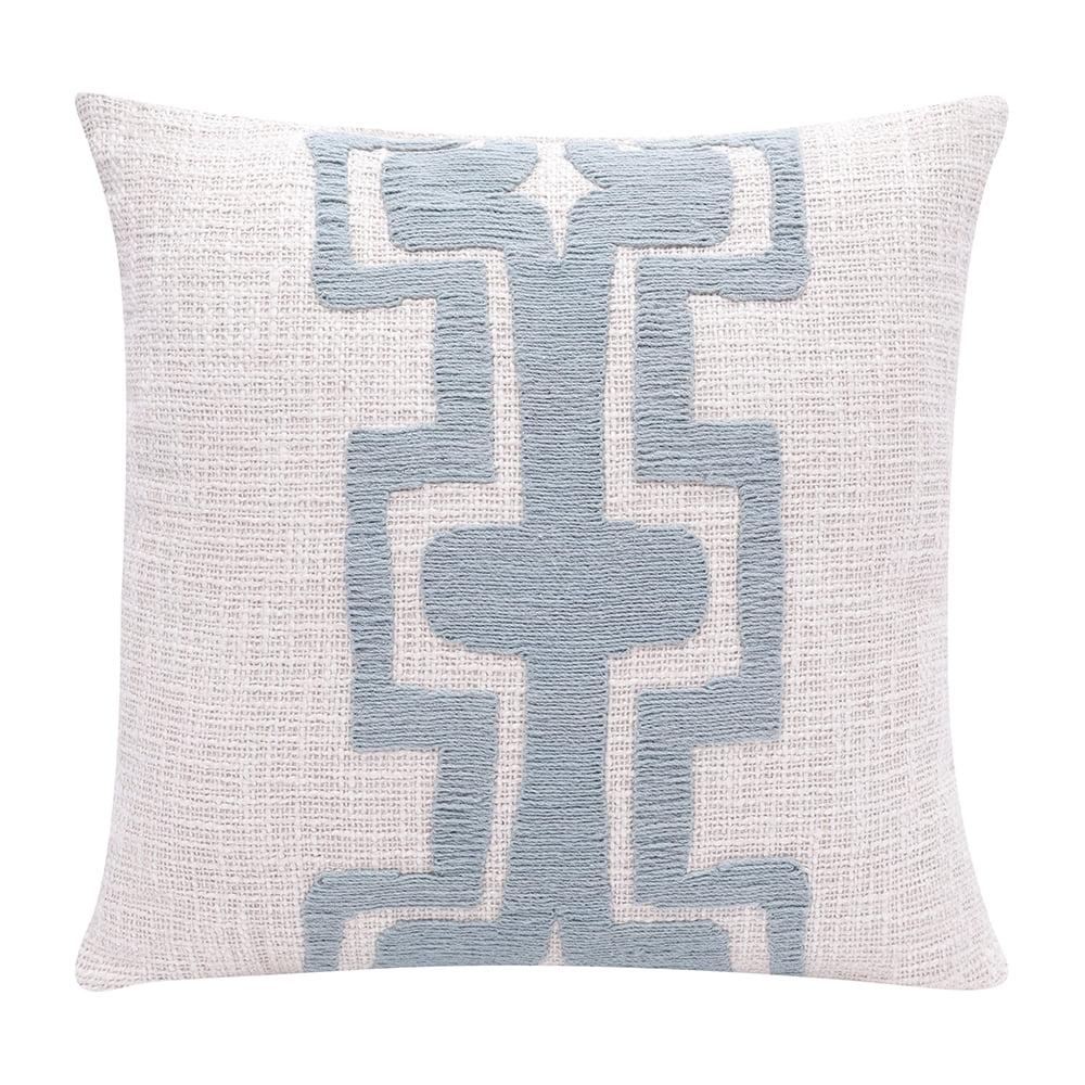 Fame Geometric Handmade Decorative Throw Pillow, Ocean Blue/Ivory, 20" x 20", Count per Pack 1