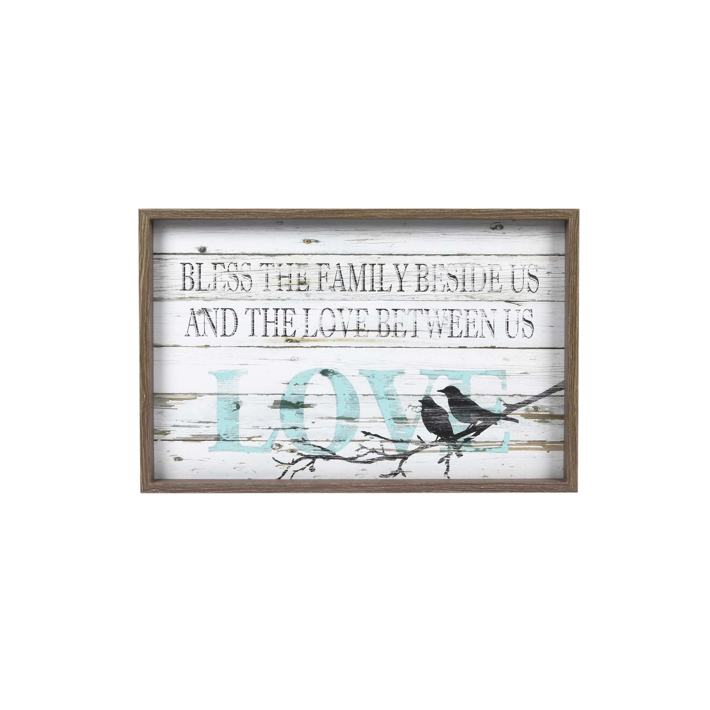 23.5" x 15.5" Family Love MDF Wall Sign Panel White - Prinz: Modern Home Decor, Horizontal Quote Adage Art