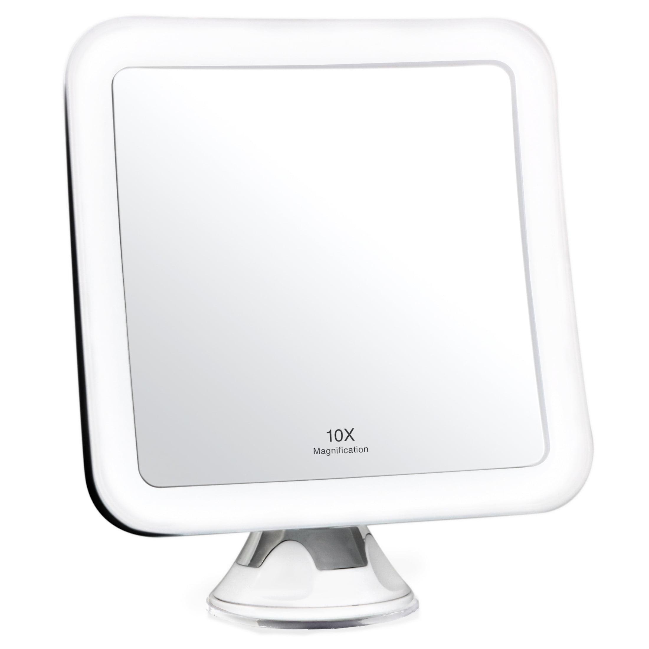 Sleek White 10X Magnification LED Wall Mounted Makeup Mirror