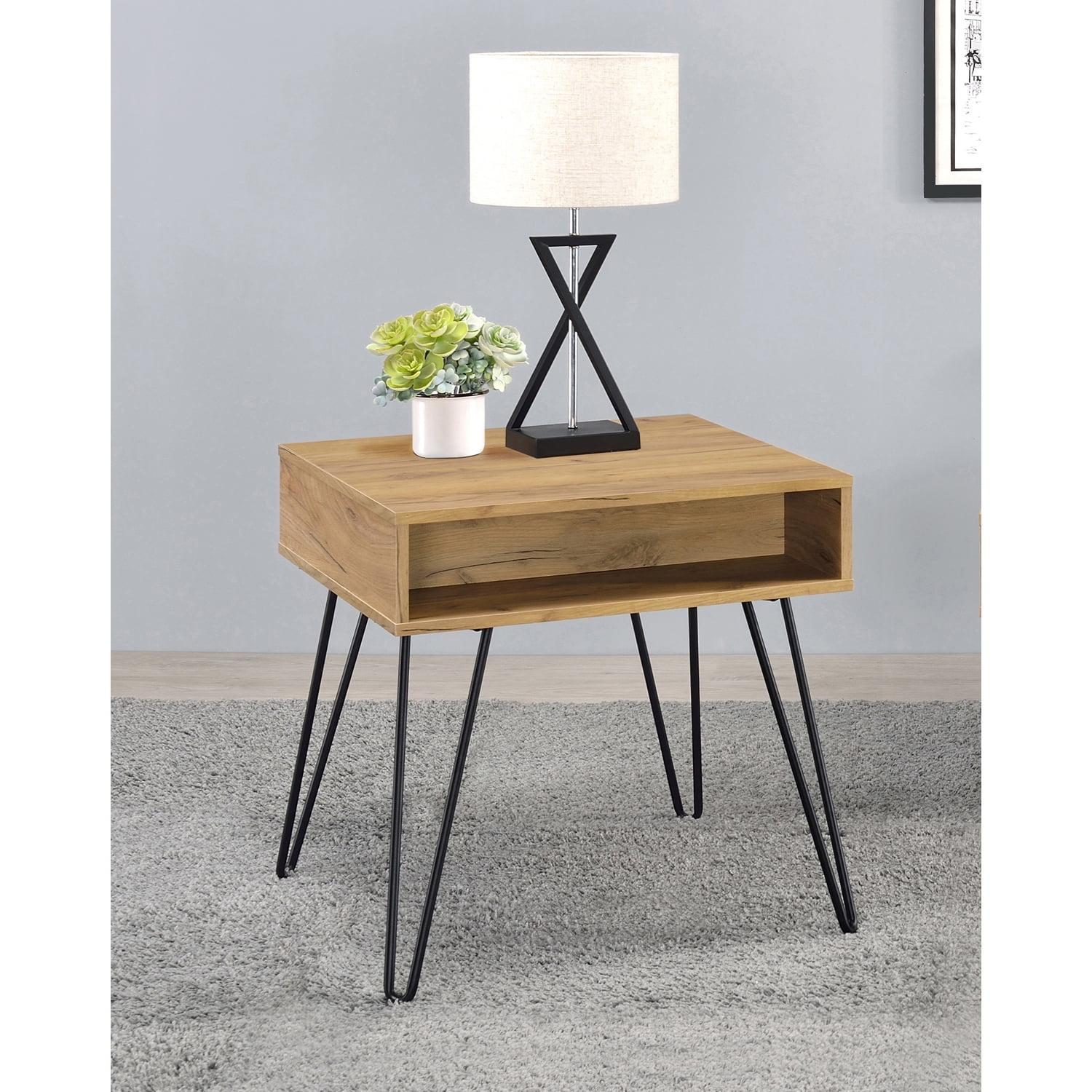 Fanning End Table with Hairpin Legs Golden Oak - Coaster