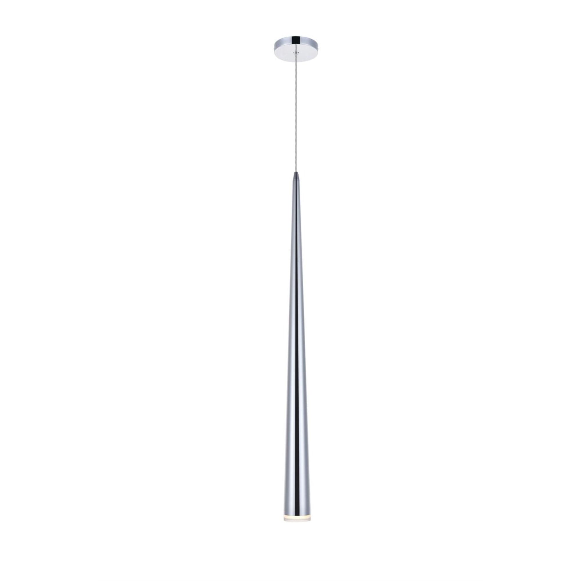 Modern Slim Chrome LED Pendant with Clear Glass Shade