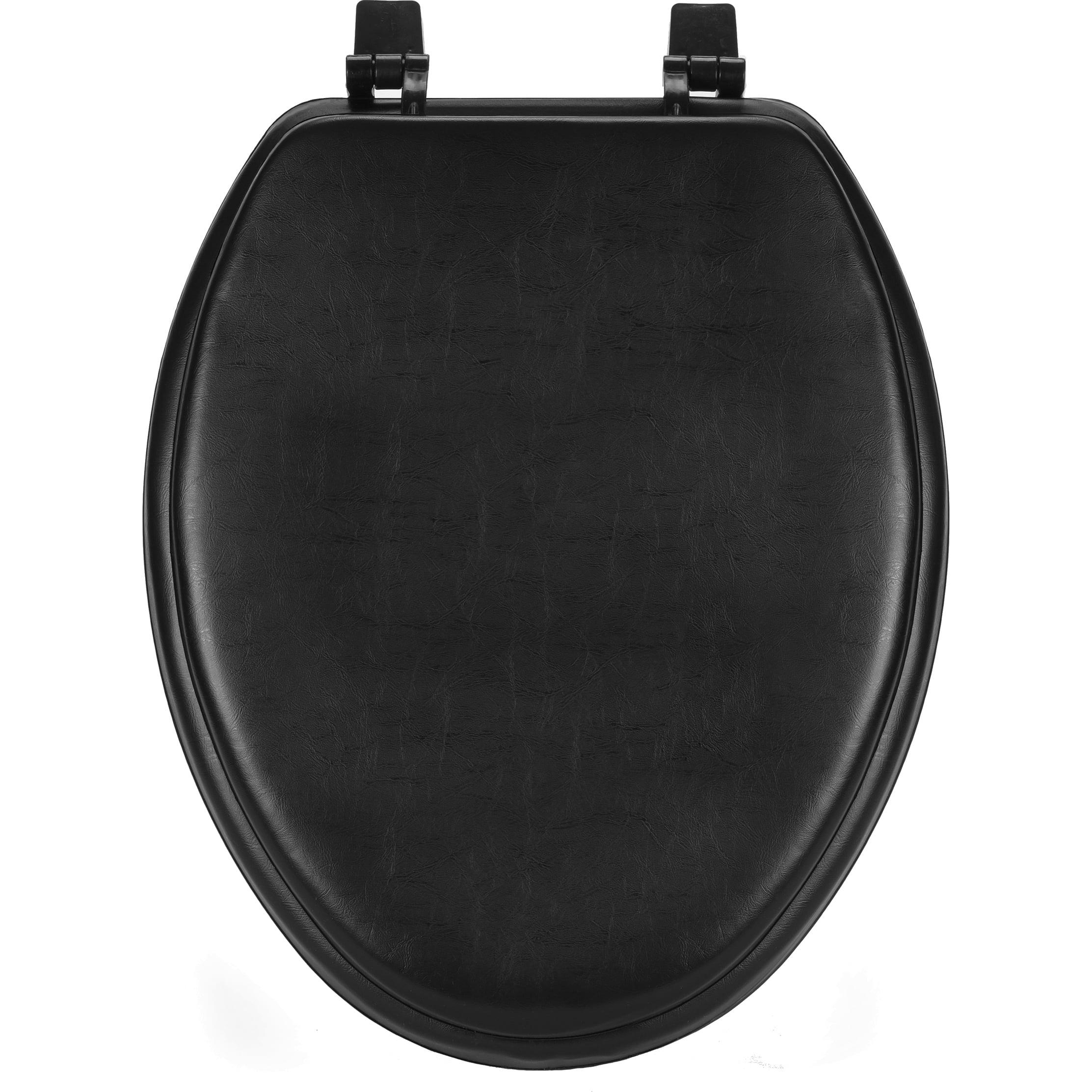 Black 19" Soft Elongated Vinyl Toilet Seat with Foam Cushion