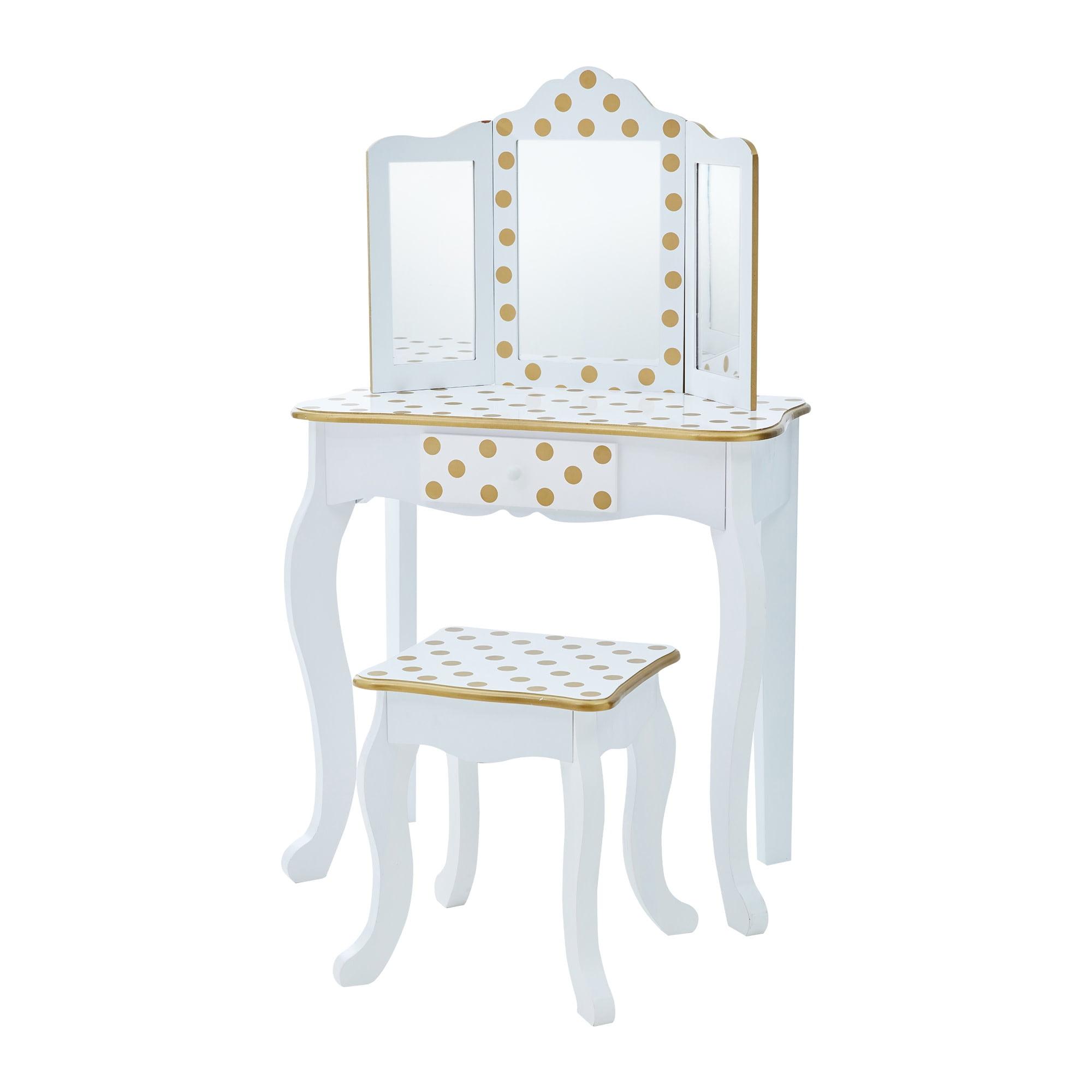 Teamson Kids Gisele Wooden Polka Dot 2-pc. Play Vanity for Accessories