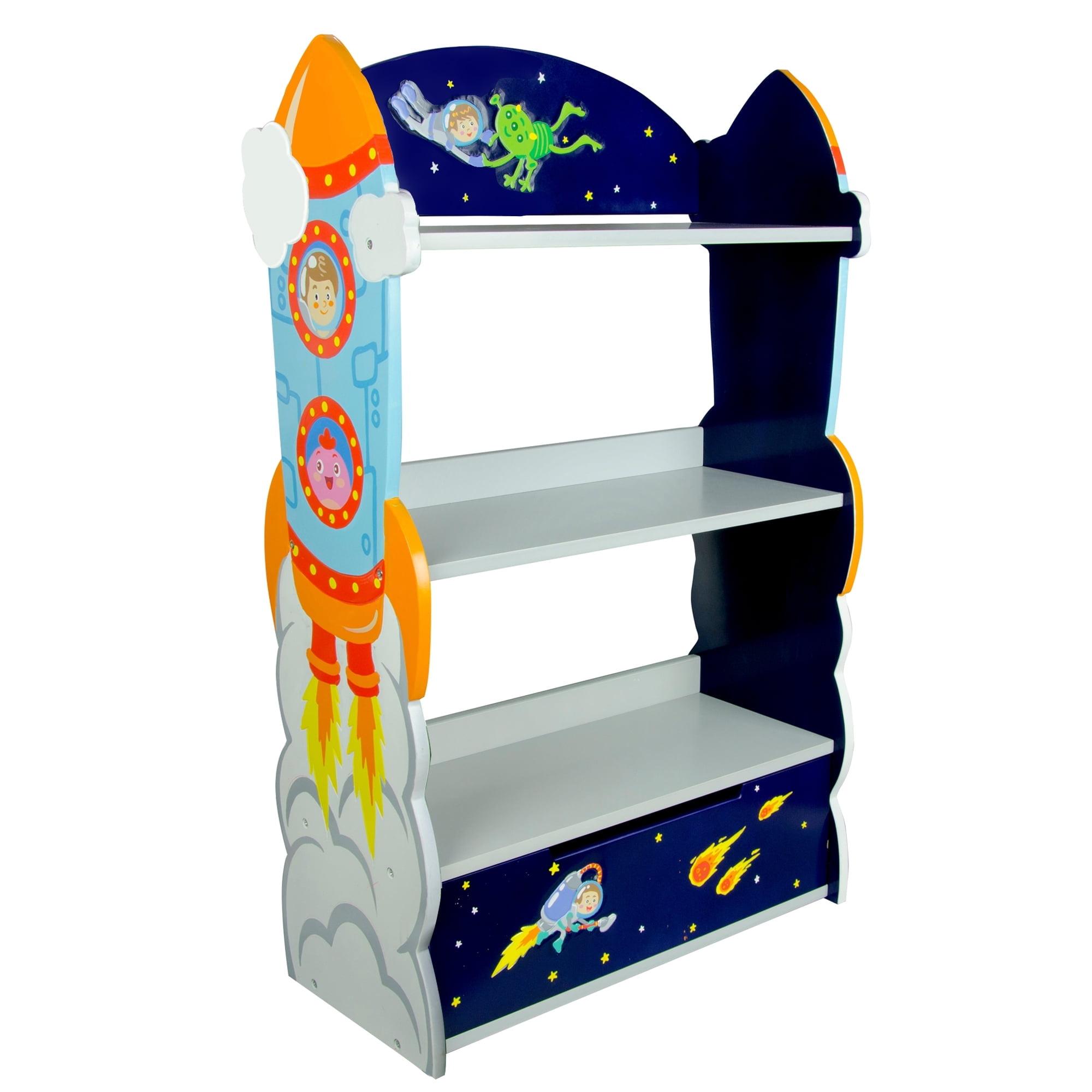 Fantasy Fields Outer Space Kids 3-Tier Bookshelf with Storage Drawer