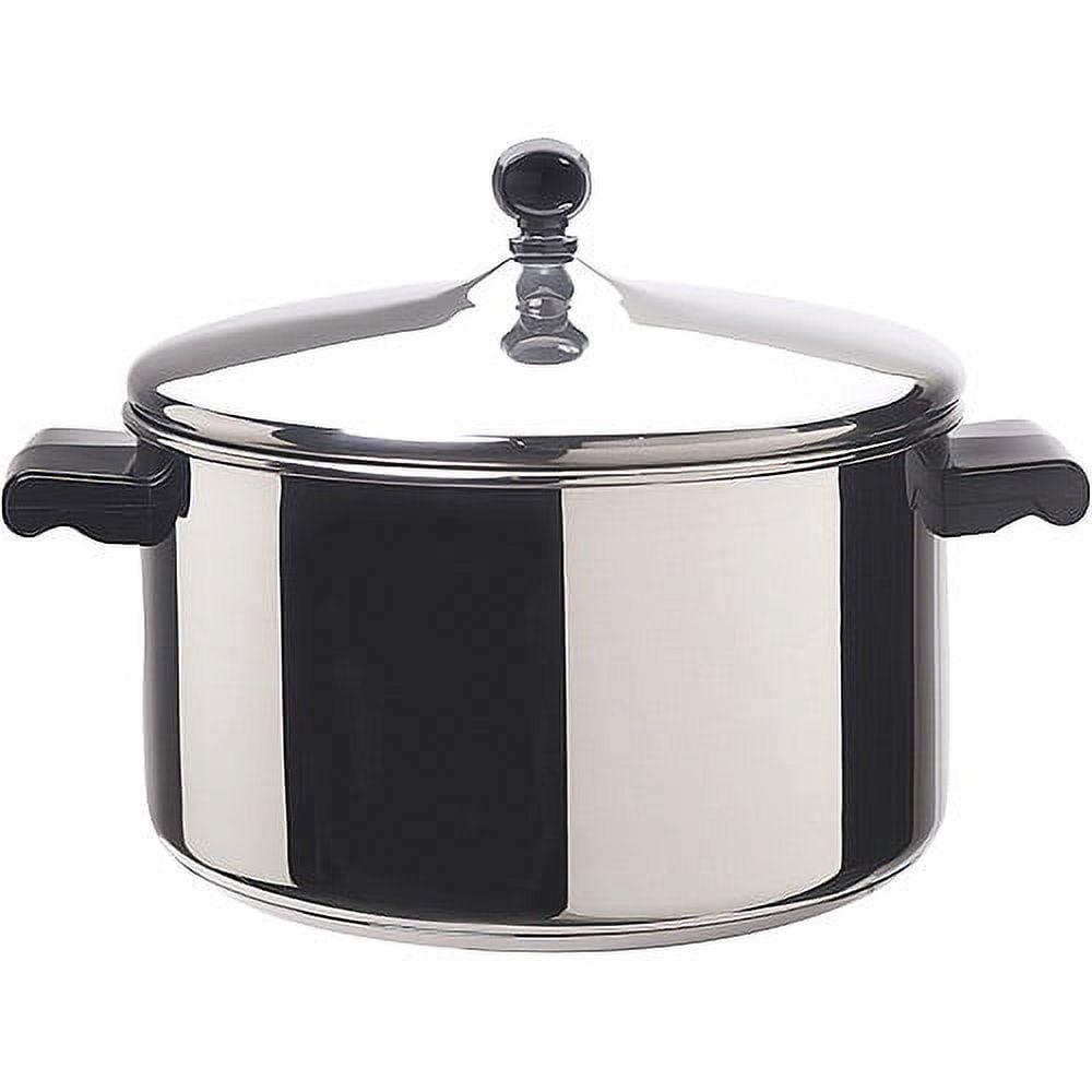 Farberware Classic Series 6qt Stainless Steel Stockpot with Lid Silver: Dishwasher-Safe, Induction & Gas Compatible