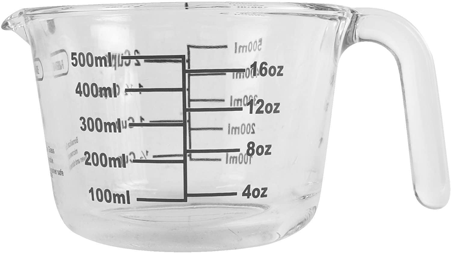 Farberware 2-Cup Borosilicate Glass Wet and Dry Measuring Cup with Oversized Measurements, Clear