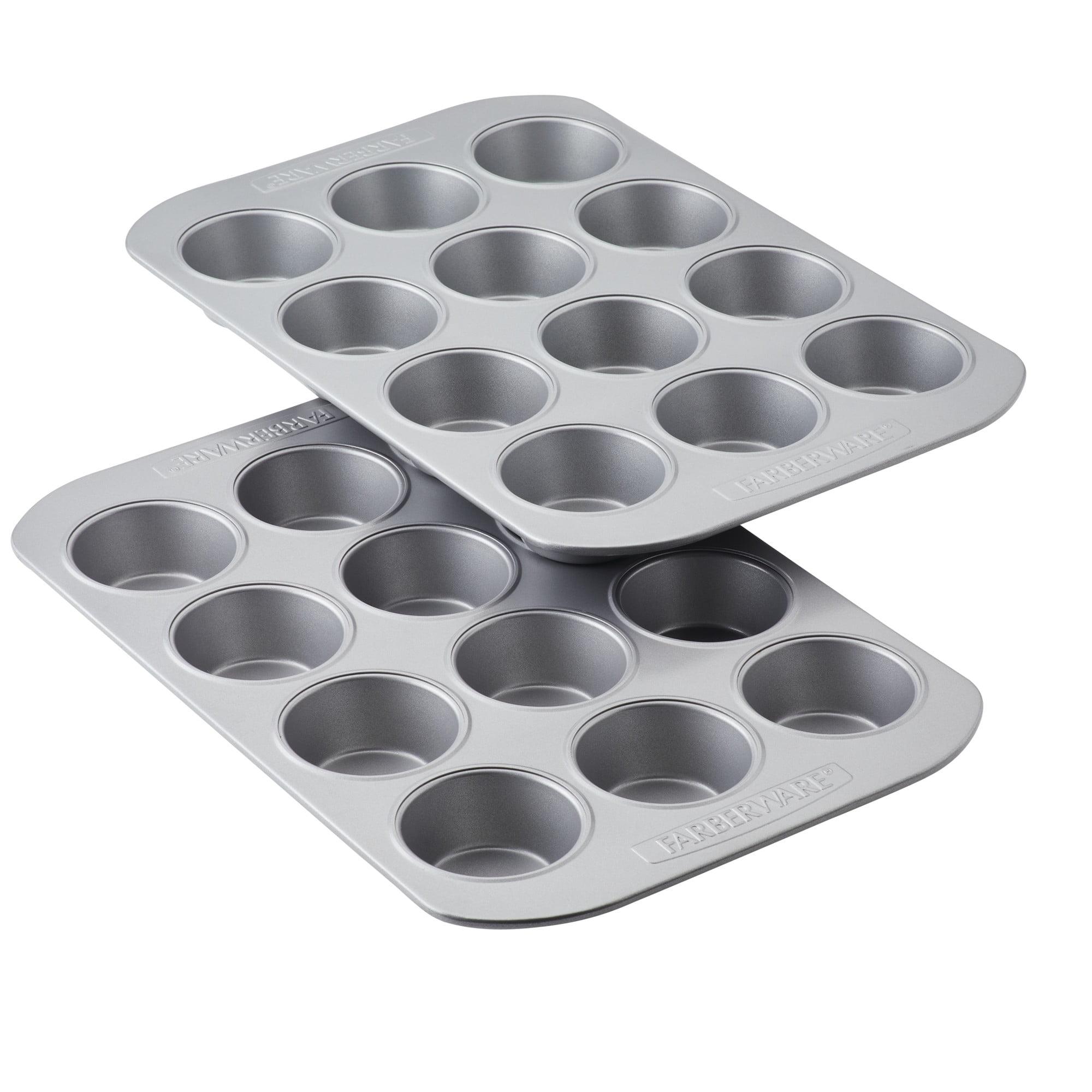 Gray Nonstick 12-Cup Round Muffin Pans Set