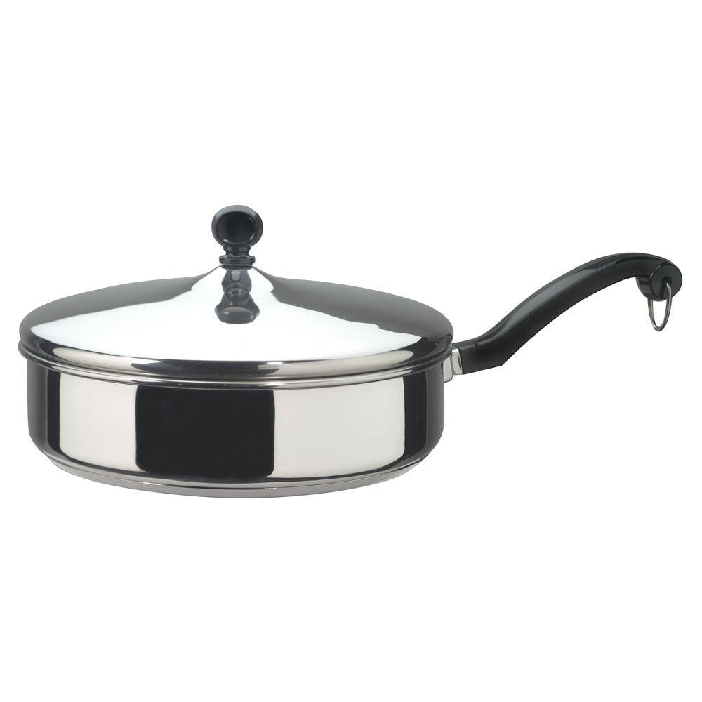 10-Inch Silver Stainless Steel Covered Saute Pan