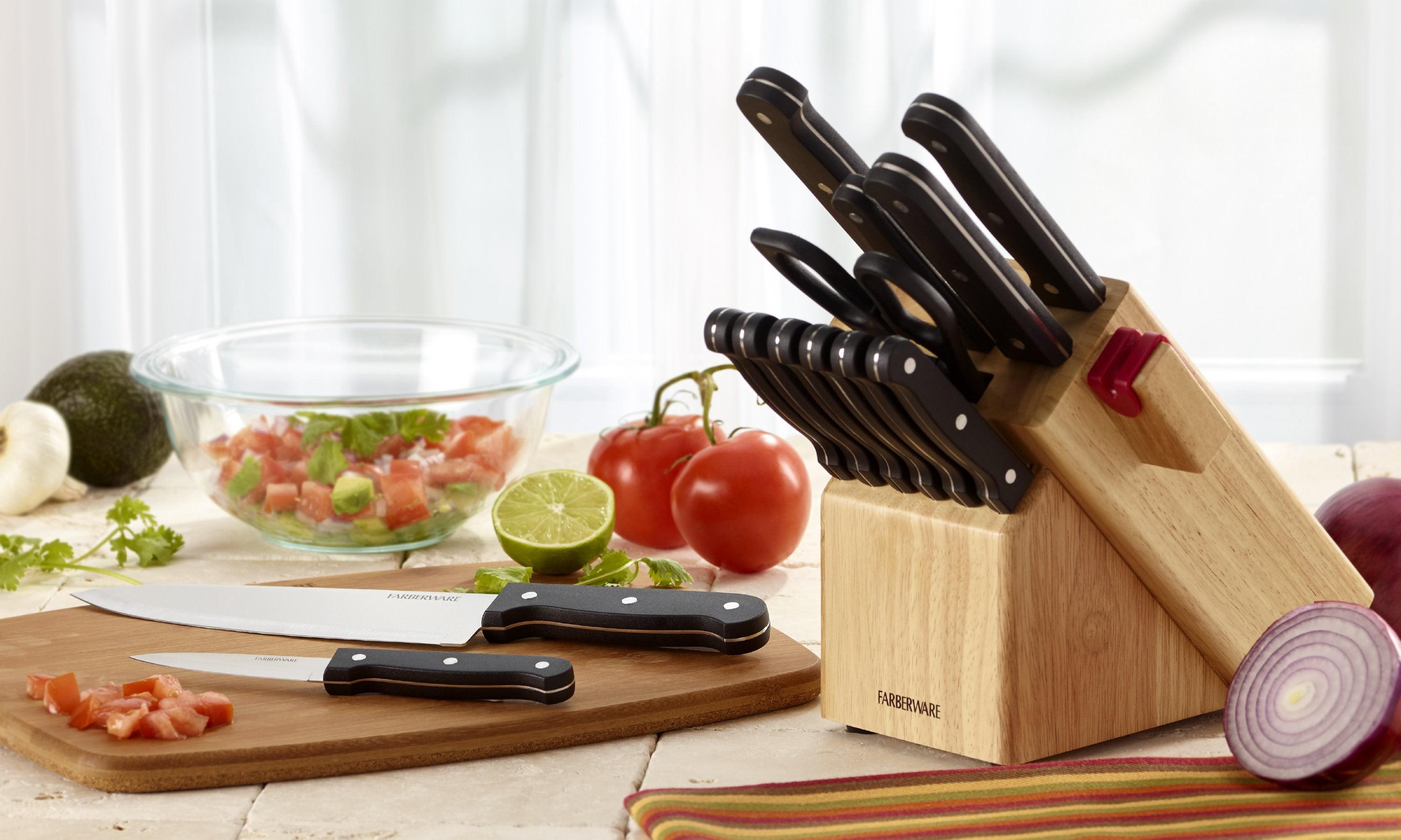 Farberware 14-Piece High-Carbon Stainless Steel Knife Block Set