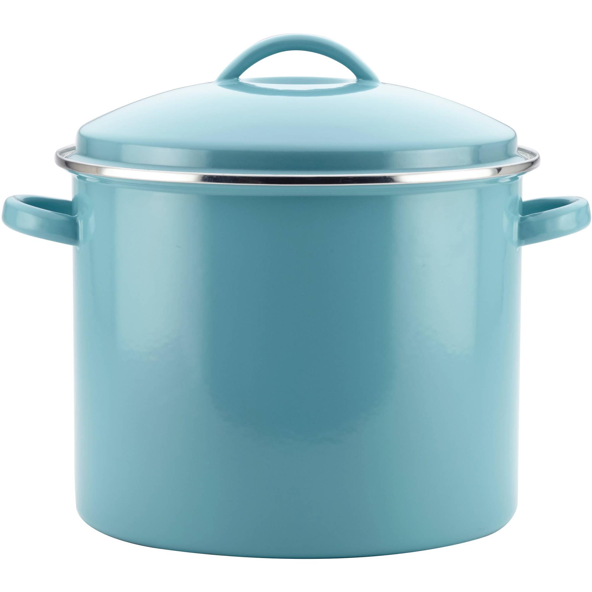 Aqua Blue 16-Quart Enamel on Steel Stockpot with Lid