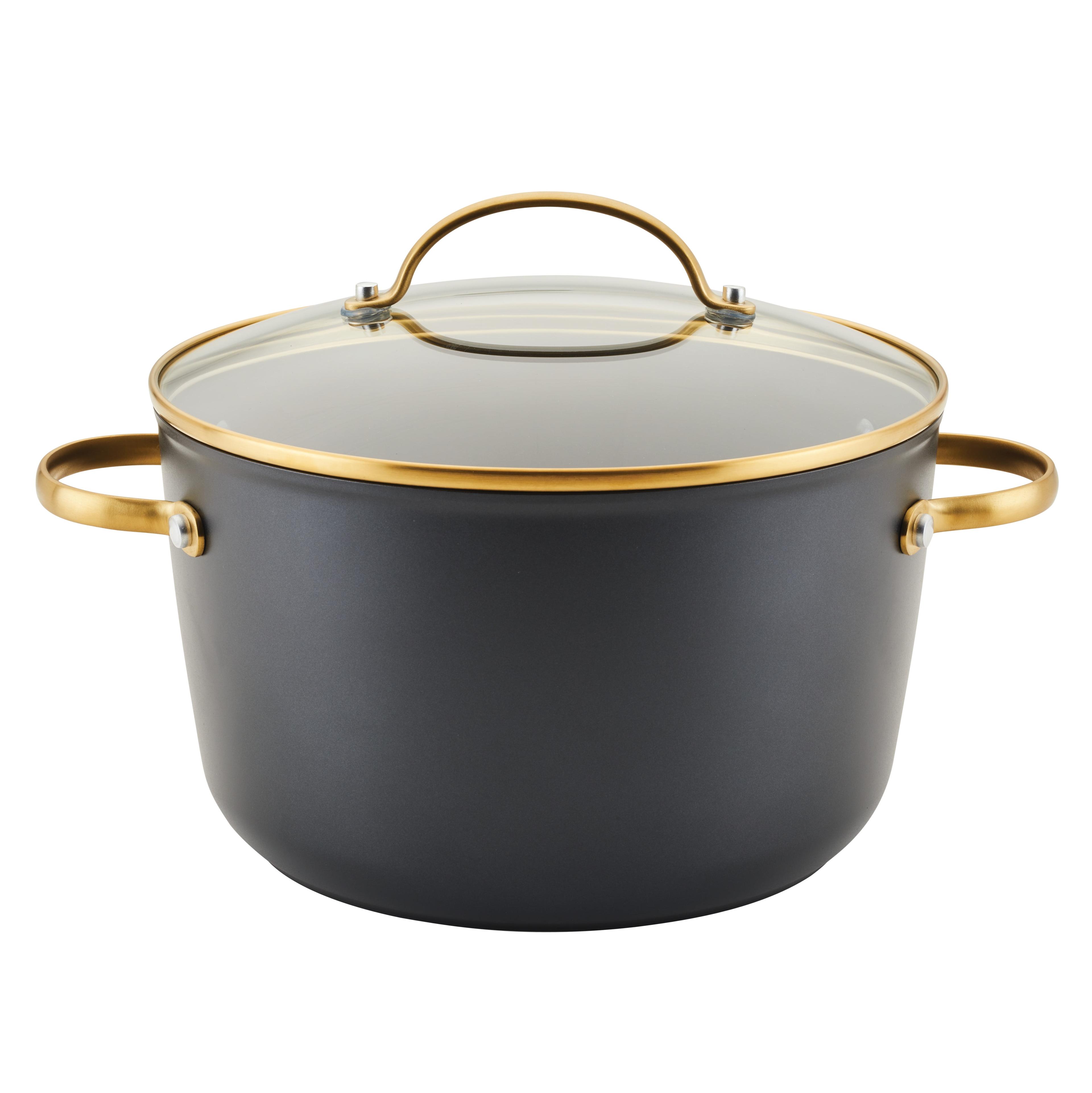 Farberware Forged Induction 6qt Ceramic Nonstick Covered Stock pot: Dishwasher-Safe, Tempered Glass Lid, Stainless Steel Handle