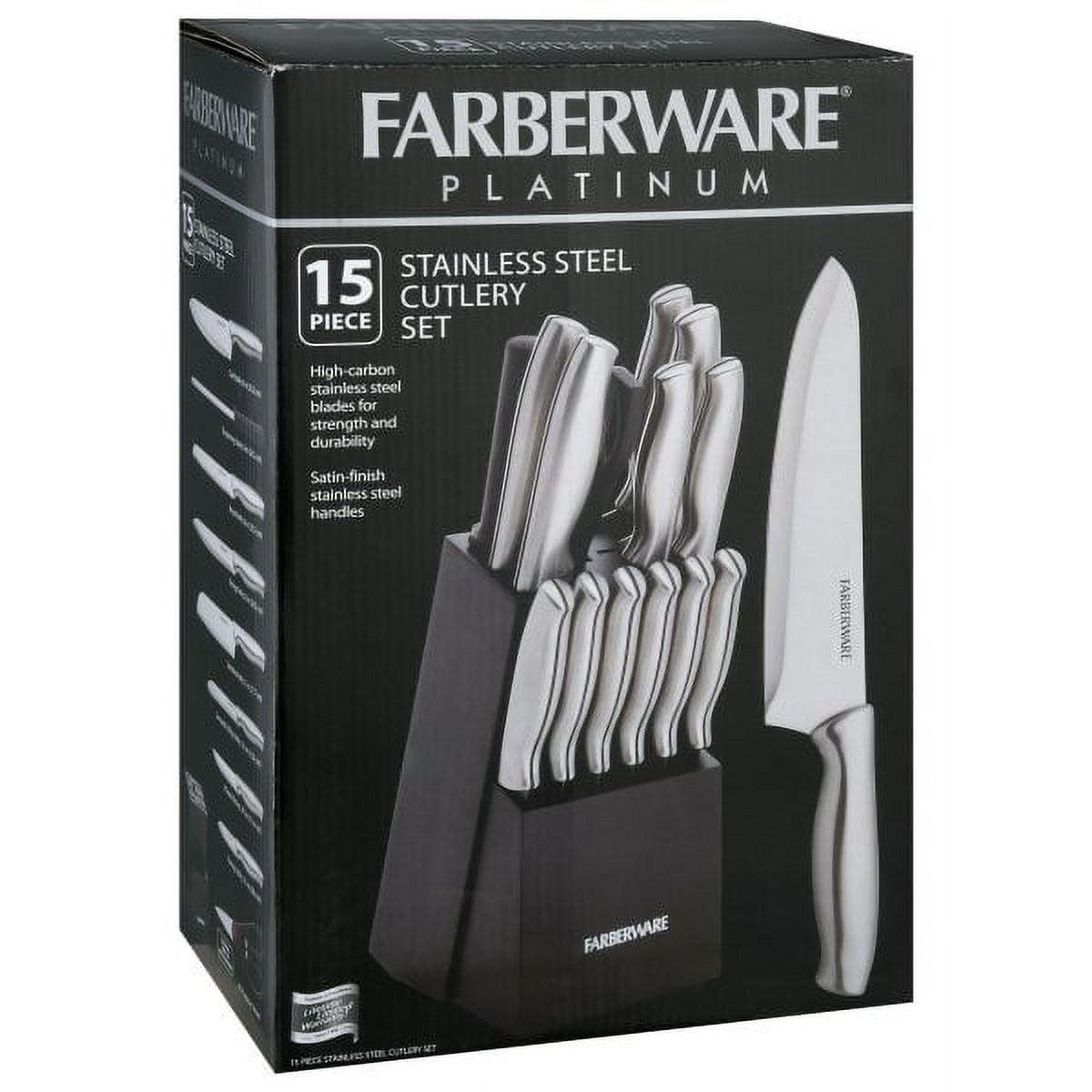 15-Piece High Carbon Stainless Steel Knife Block Set with Ergonomic Handles