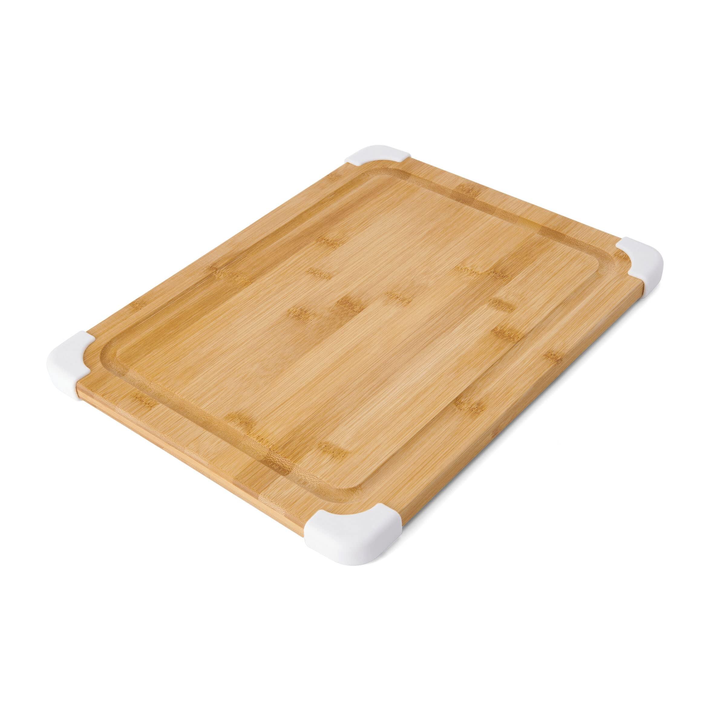 Nonslip Bamboo Cutting Board with White Corners, 11x14 Inch