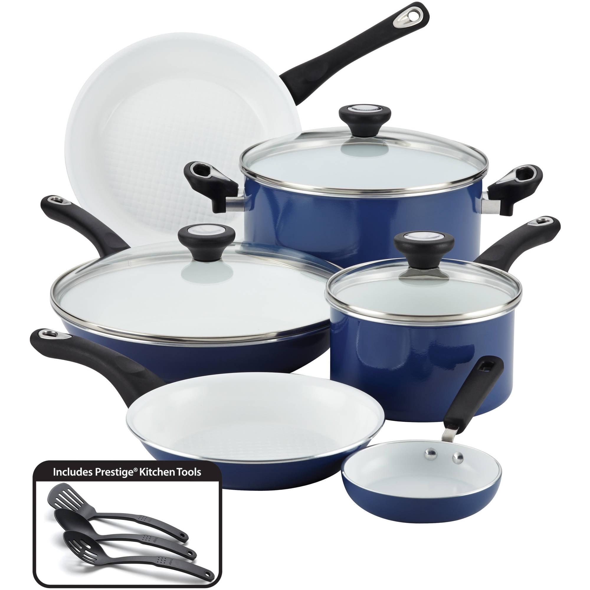 Blue 12-Piece Nonstick Ceramic and Aluminum Cookware Set