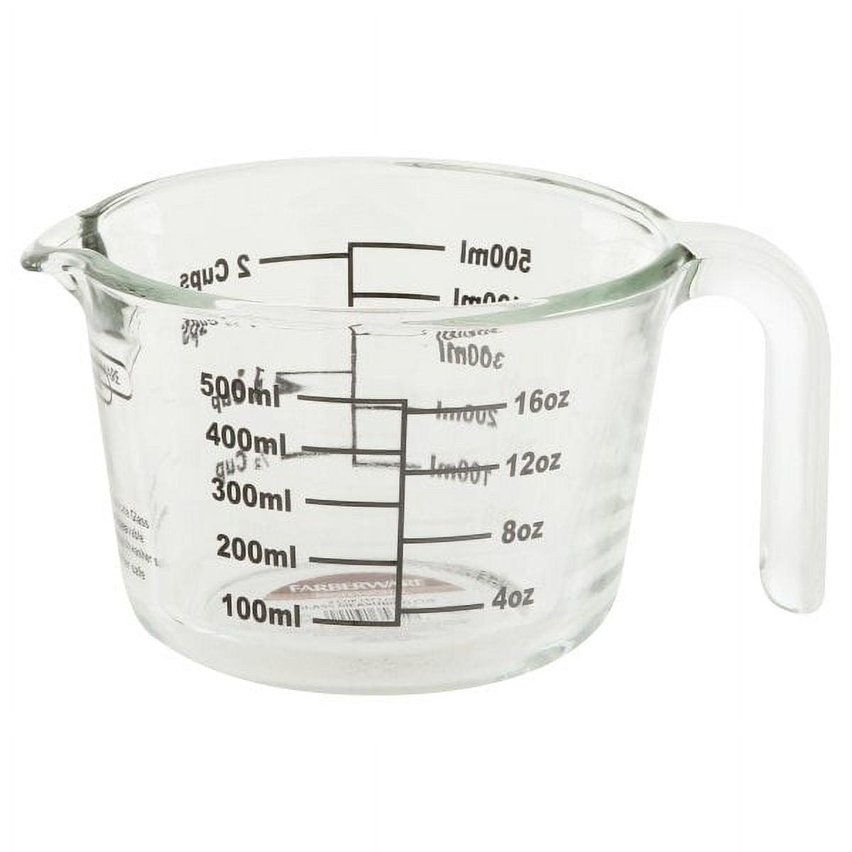 Farberware 2-Cup Borosilicate Glass Wet and Dry Measuring Cup with Oversized Measurements, Clear