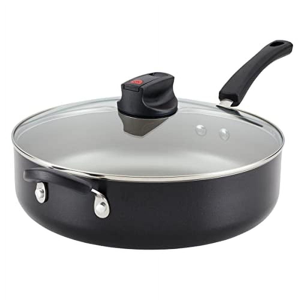 Black Aluminum Nonstick Jumbo Cooker with Lid and Helper Handle, 6 Quart