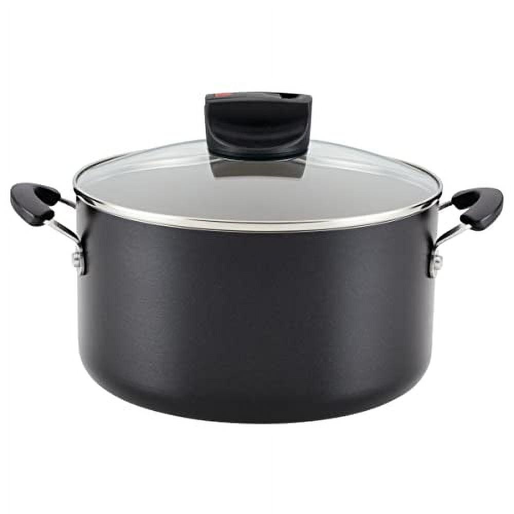 Farberware Smart Control 6qt Aluminum Covered Stock Pot Black: Nonstick Cooking Surface, Vented Glass Lid, Oven & Dishwasher Safe