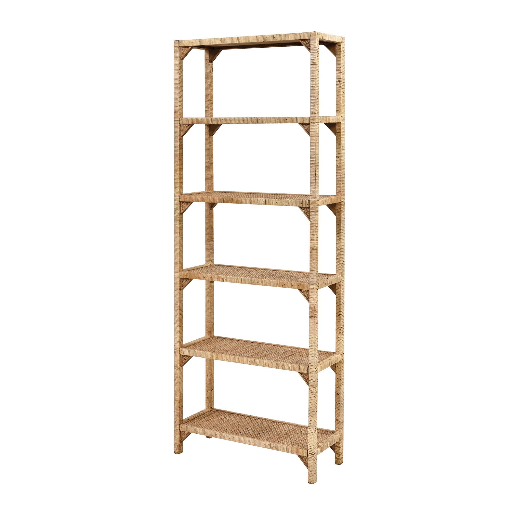 Fargesia Natural Bamboo Tall Etagere-Style Bookcase