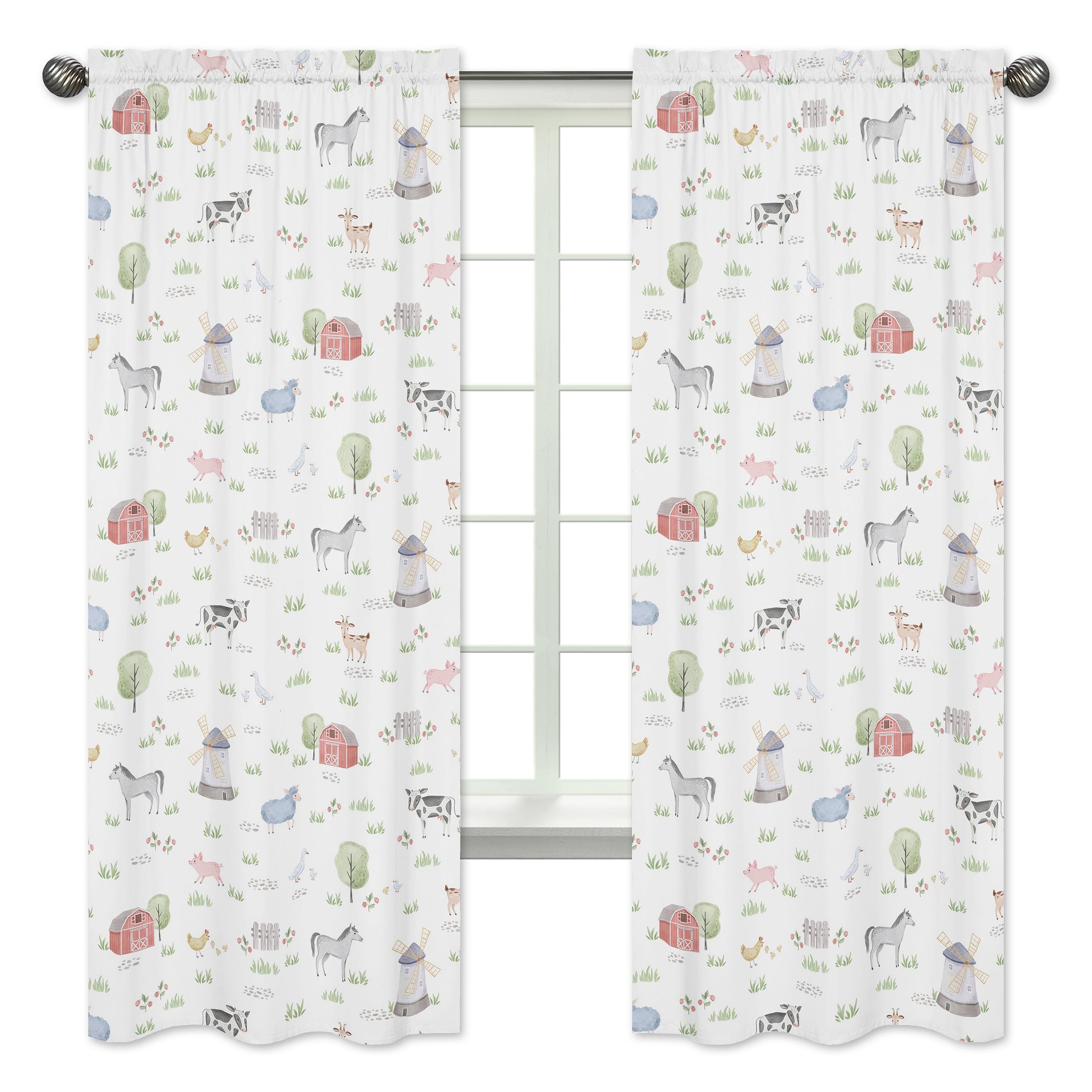 Farm Animals Multicolor Sheer Polyester Nursery Curtain Panels