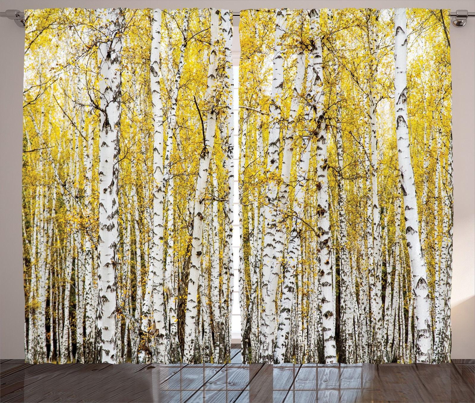 Ambesonne Forest Floral Semi-Sheer Rod Pocket Curtain Panels (Set of 2)