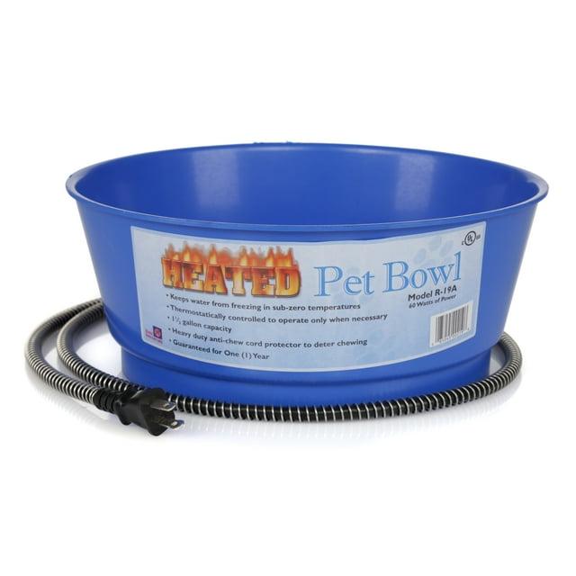 Farm Innovators R-19A 1.5 Gallon Electric Heated Pet Water Bowl with Thermostatic Control and Anti Chew Cord Protector, 60 Watt, Blue