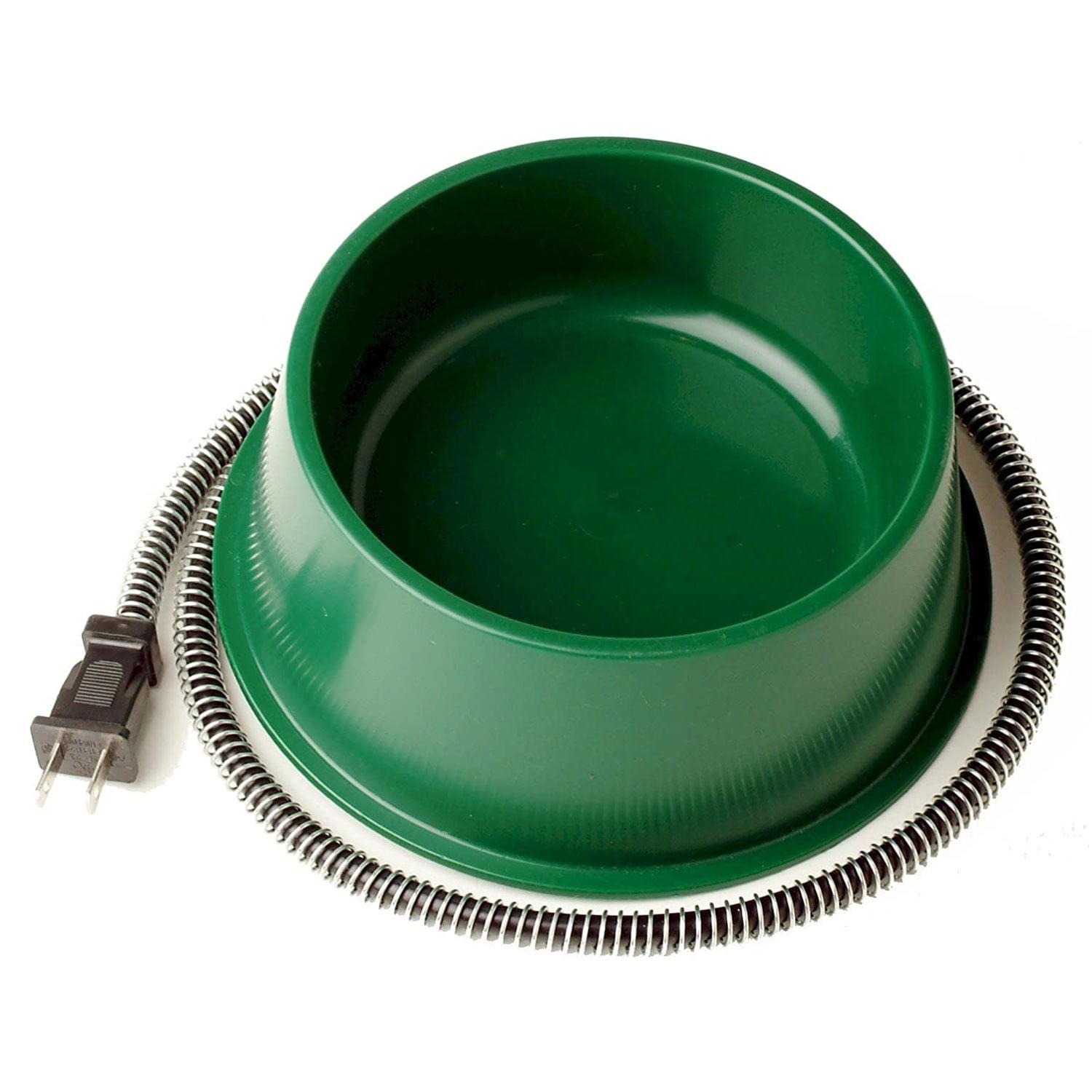 Green Heated Pet Water Bowl with Anti-Chew Cord Protector