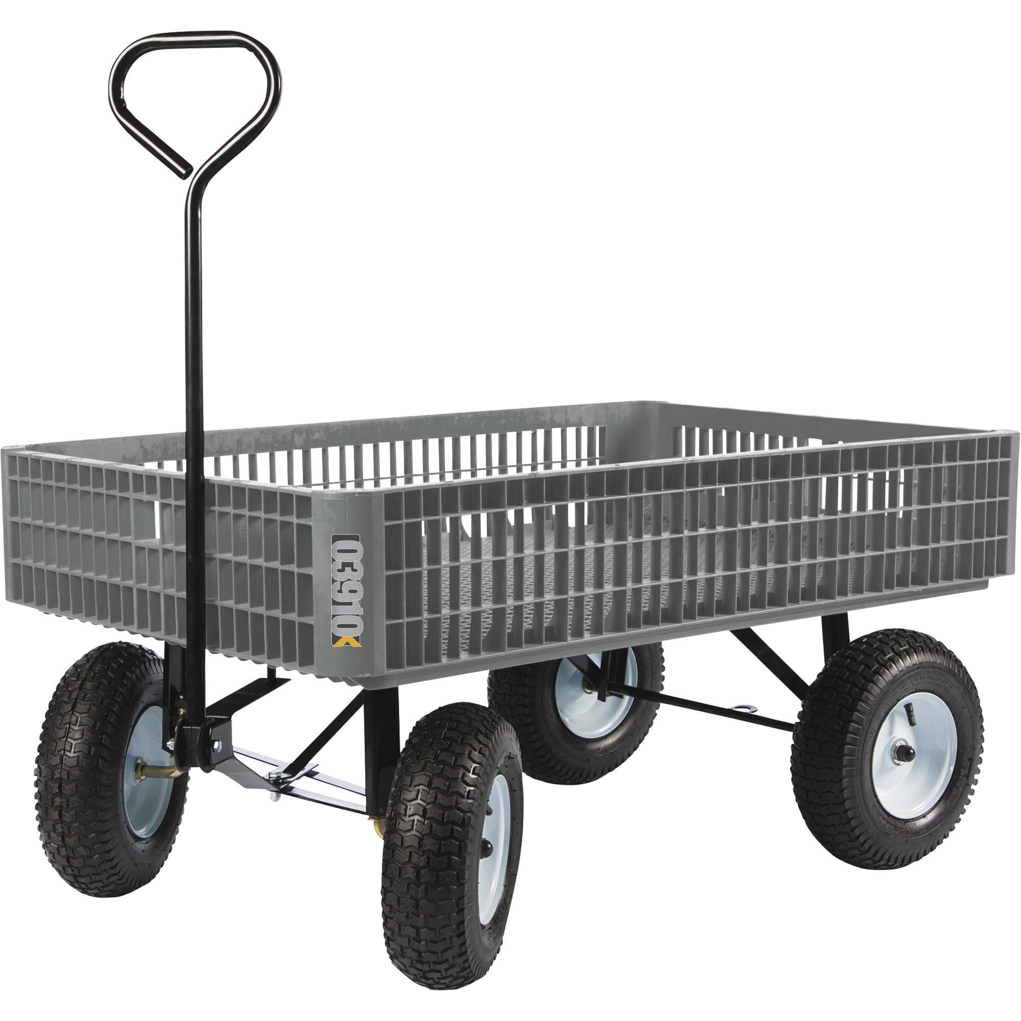 Heavy-Duty Gray Steel and Polyethylene Garden Wagon